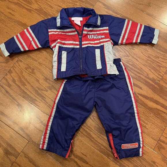 Vintage 12 Month Wilson Blue Red Track Suit Wind Suit Nylon Y2k Full House - Picture 1 of 6